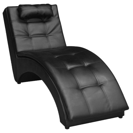 Chaise longue con cojín piel sintética negra