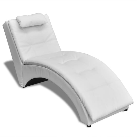 Chaise longue con cojín piel sintética blanca