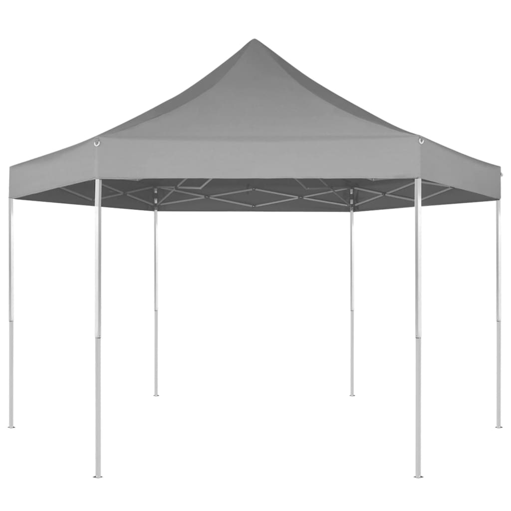 Tente de fête Pop-Up Hexagonale Pliable Grise 3,6x3,1 m