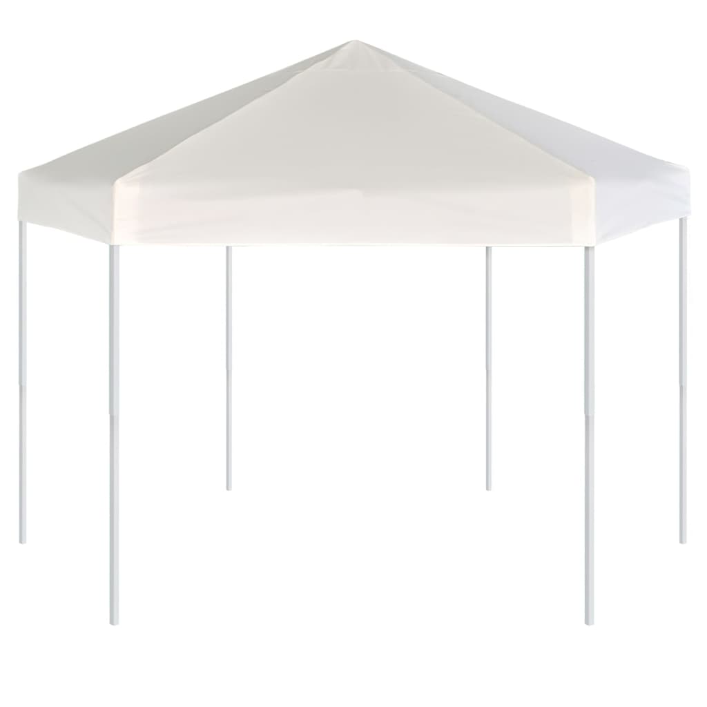 Tente pop-up hexagonale avec 6 parois latérales blanc crème 3,6x3,1 m