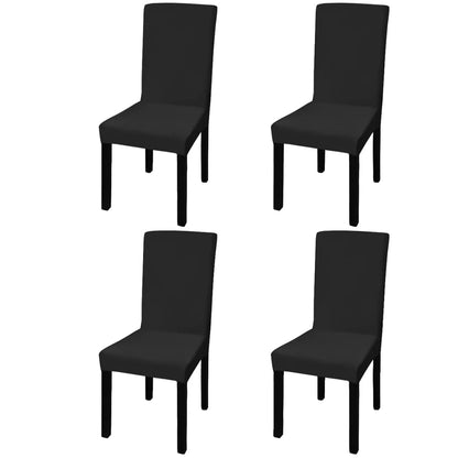 Housses de chaise extensibles droites 4 pièces noires