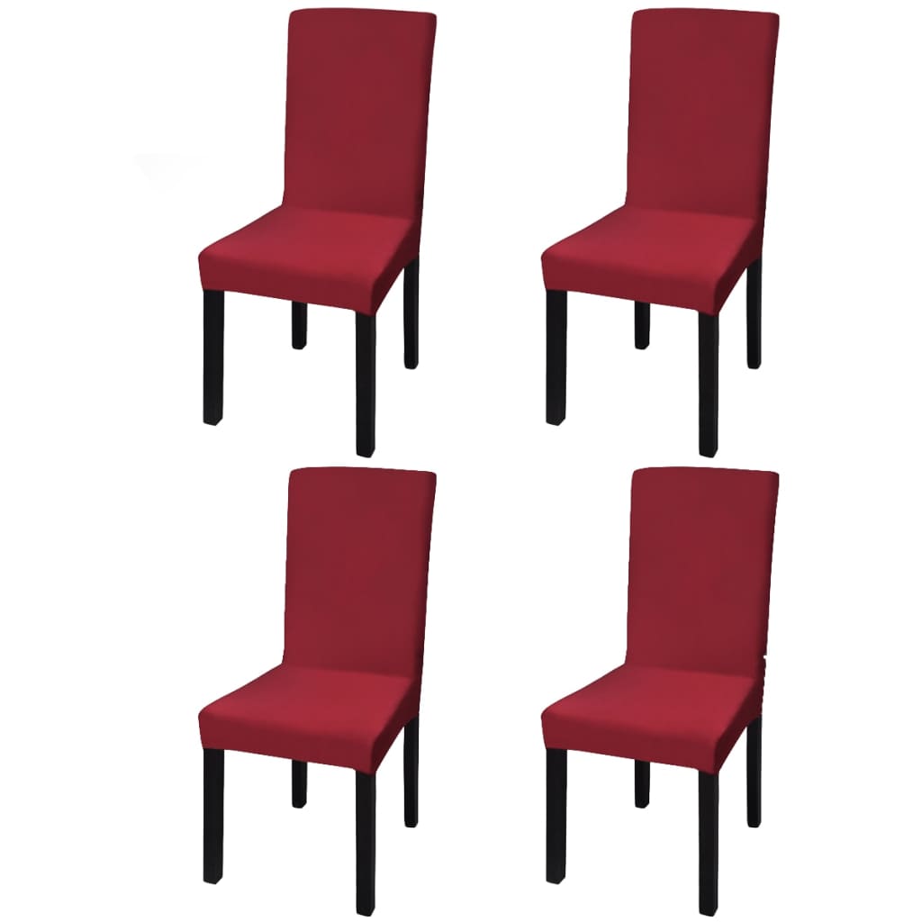 Housses de chaise extensible droites 4 pièces Bordeaux