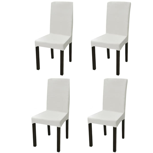 Housses de chaise extensibles droites 4 pièces crème