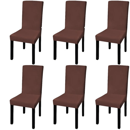 Housses de chaise extensibles droites 6 pièces marron