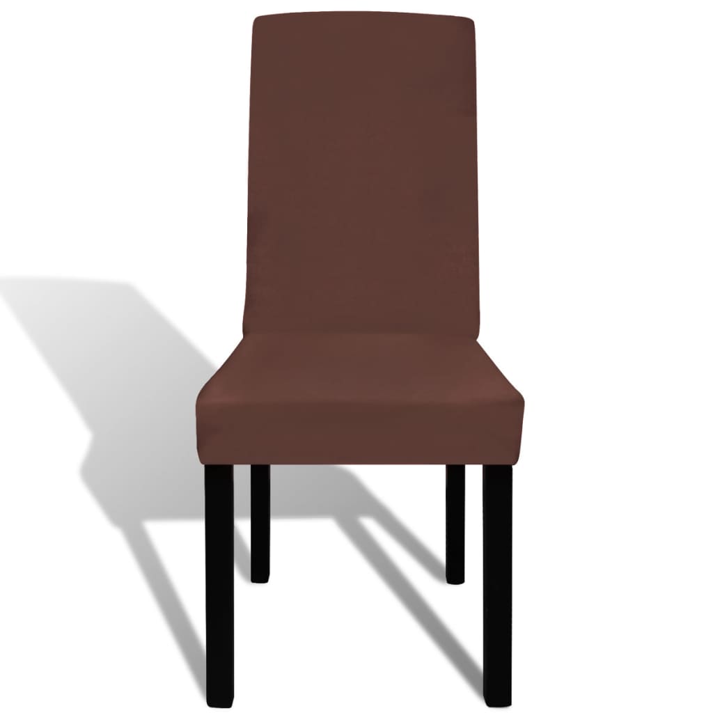 Housses de chaise extensibles droites 6 pièces marron