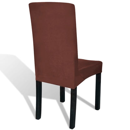 Housses de chaise extensibles droites 6 pièces marron