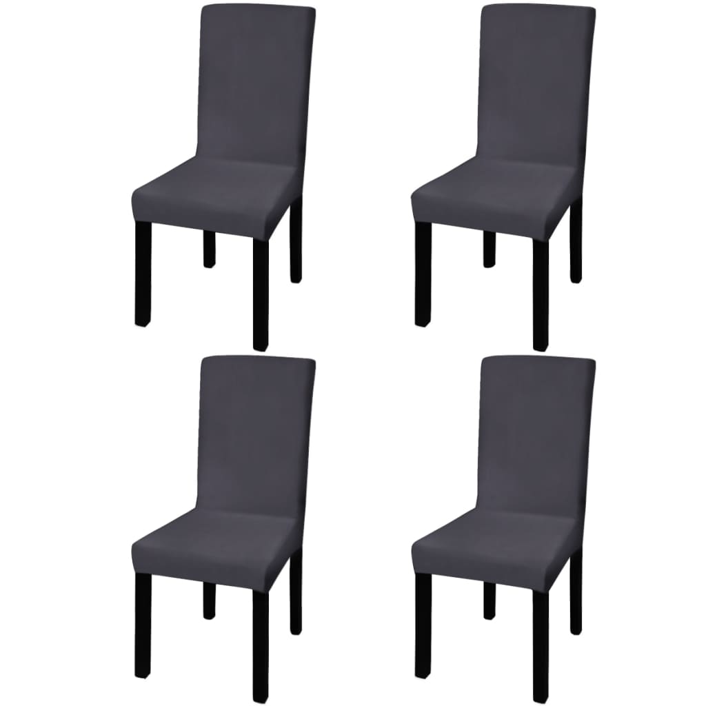 Housses de chaise extensibles droites, 4 pièces Anthracite.