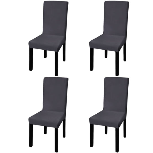 Housses de chaise extensibles droites, 4 pièces Anthracite.