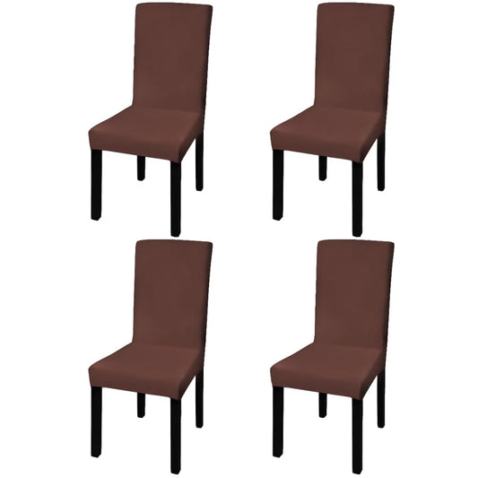 Housses de chaise extensibles droites 4 pièces marron