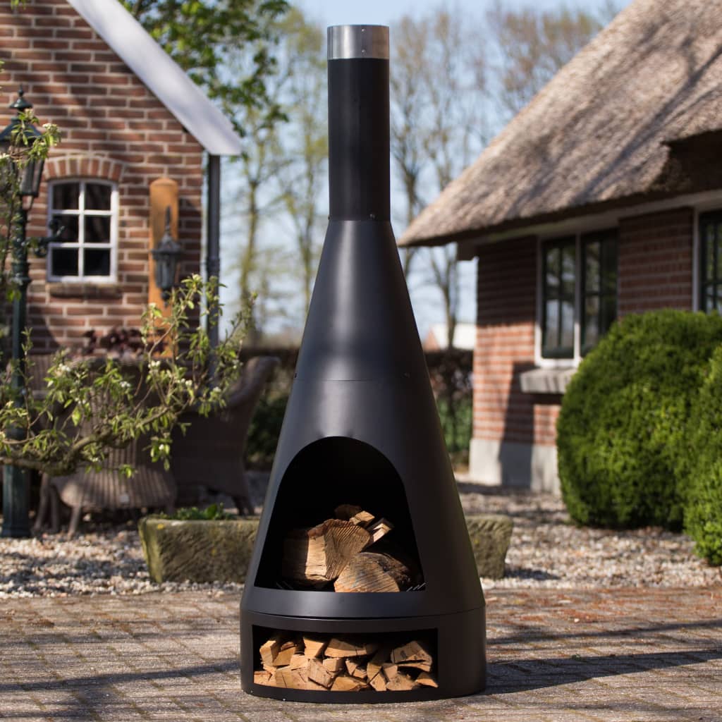 RedFire Gartenkamin Kingston 160x60 cm Stahl Matt-Schwarz