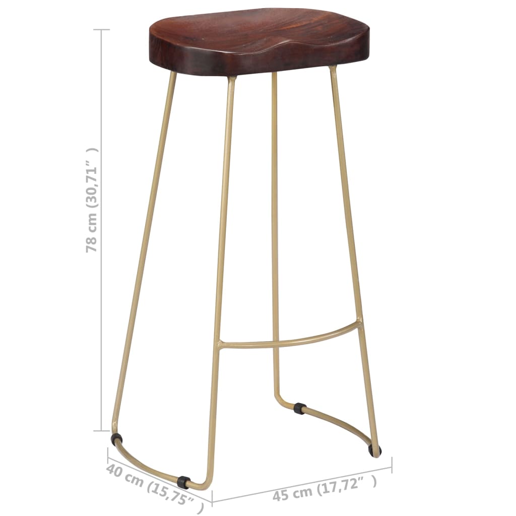 Tabourets de bar Gavin 2 pcs. Bois de manguier massif