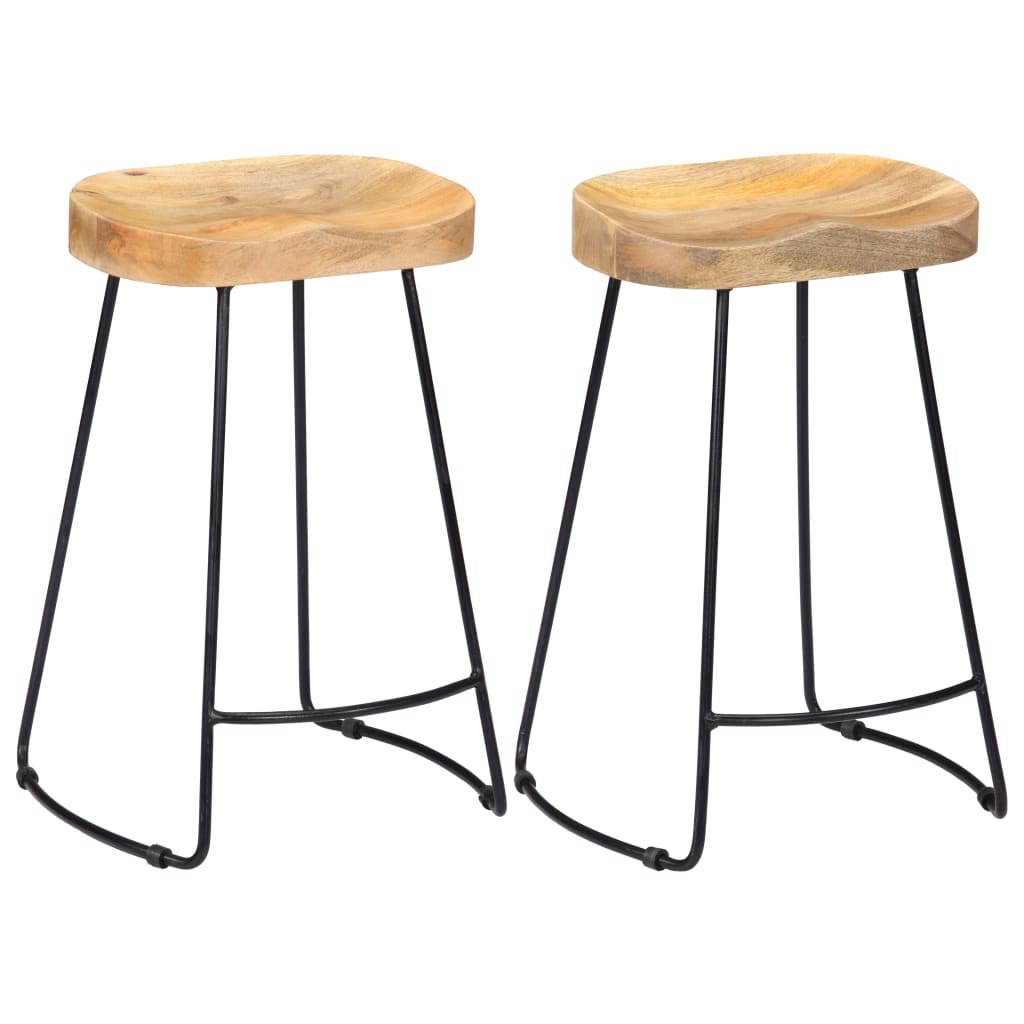 Tabourets de bar Gavin 2 pcs. Bois de manguier massif