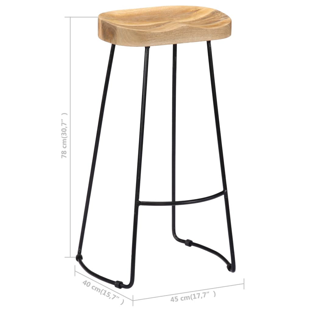 Tabourets de bar Gavin 2 pcs. Bois de manguier massif