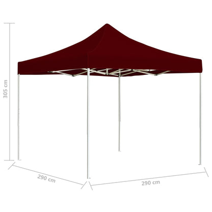 Tente de fête professionnelle pliable en aluminium 3x3 m rouge vin