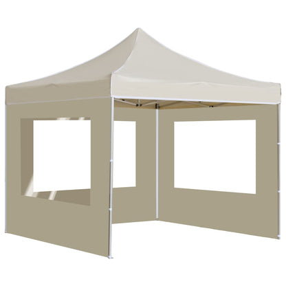 Profi-Partyzelt Faltbar mit Wänden Aluminium 3x3 m Creme