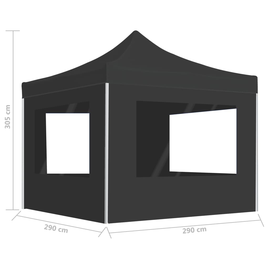 Tente de fête professionnelle pliable avec parois aluminium 3×3m anthracite