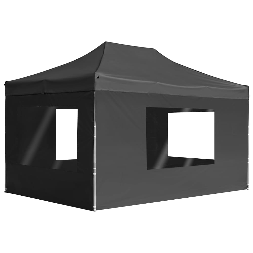 Tente de fête professionnelle pliable avec parois aluminium 4,5x3m anthracite