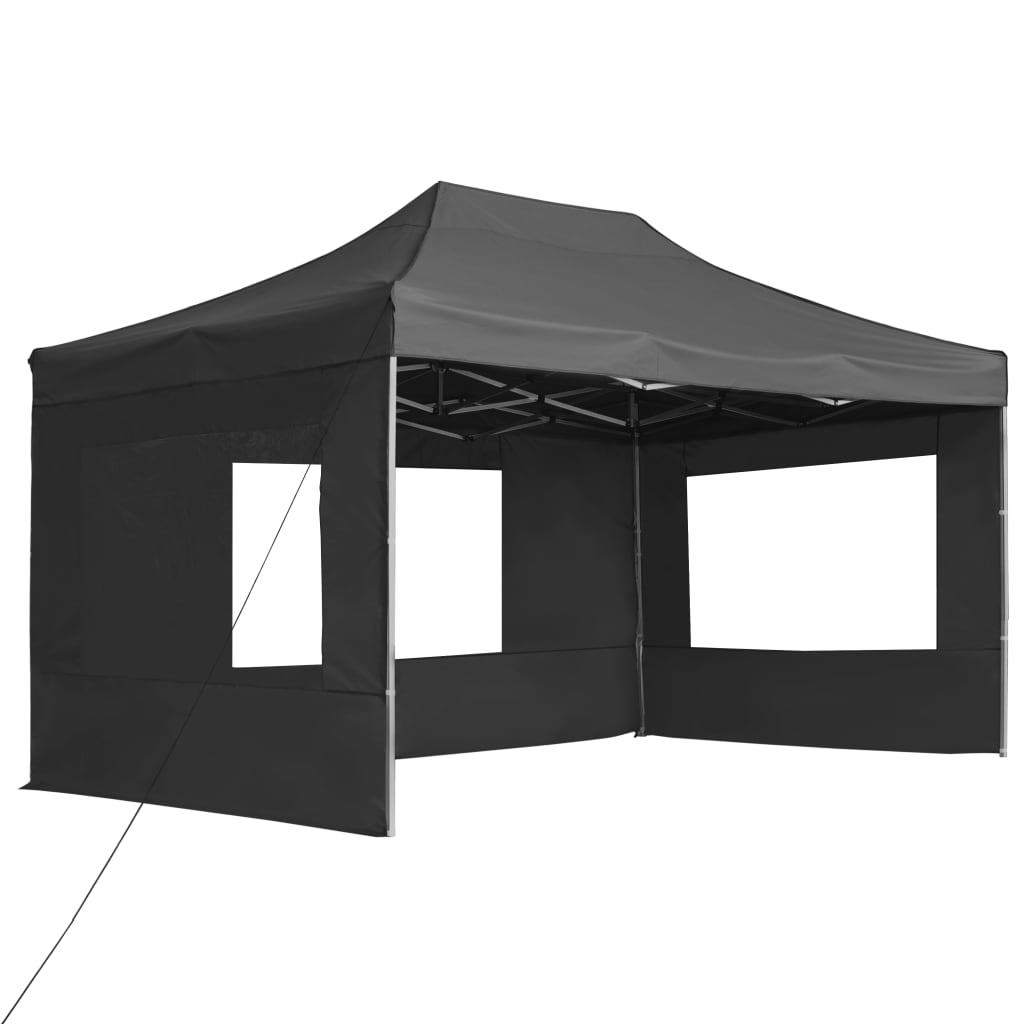 Tente de fête professionnelle pliable avec parois aluminium 4,5x3m anthracite