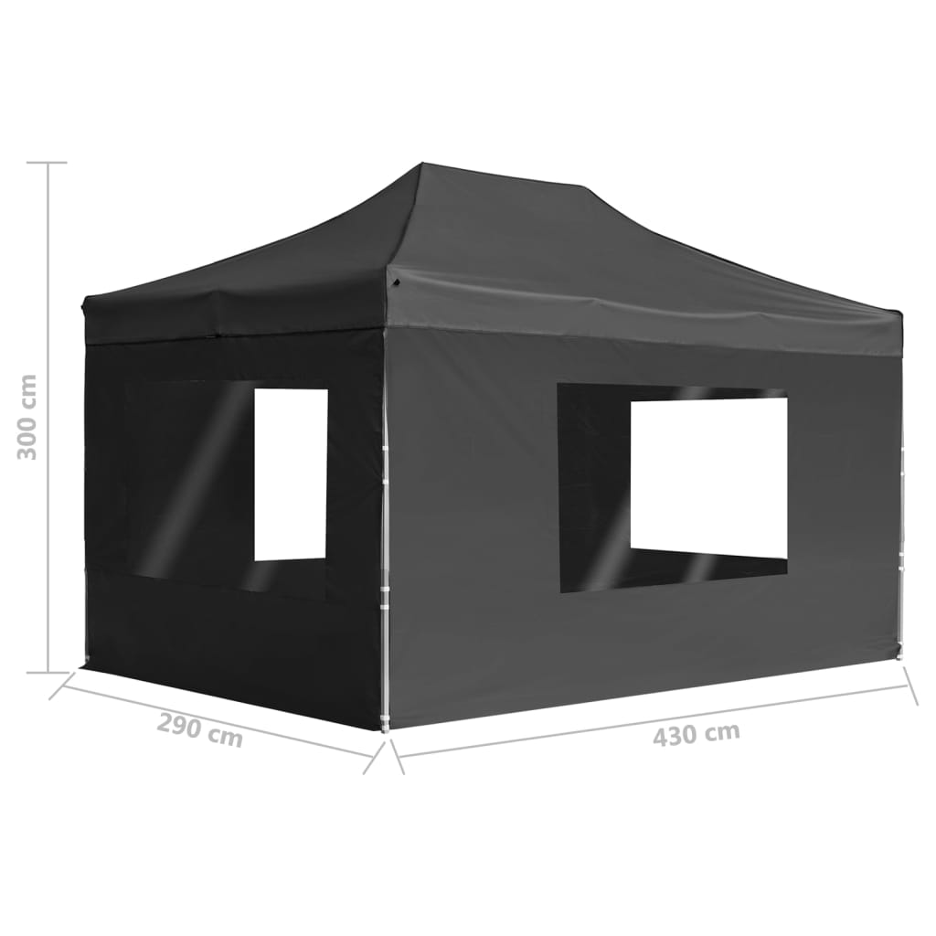 Tente de fête professionnelle pliable avec parois aluminium 4,5x3m anthracite