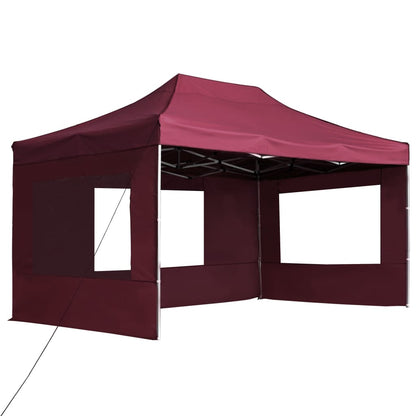 Tente de réception professionnelle pliable avec parois en aluminium 4,5×3m rouge vin