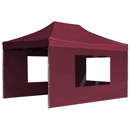 Tente de réception professionnelle pliable avec parois en aluminium 4,5×3m rouge vin