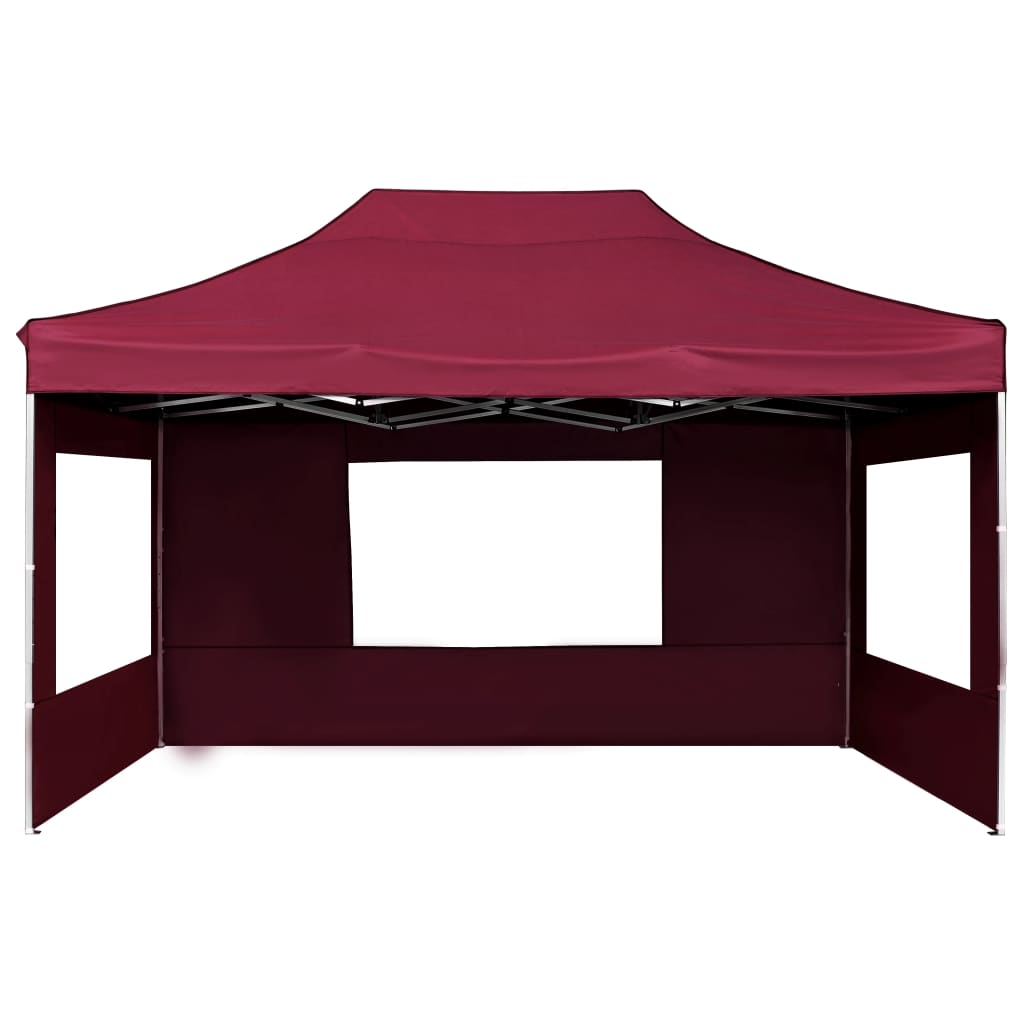 Tente de réception professionnelle pliable avec parois en aluminium 4,5×3m rouge vin