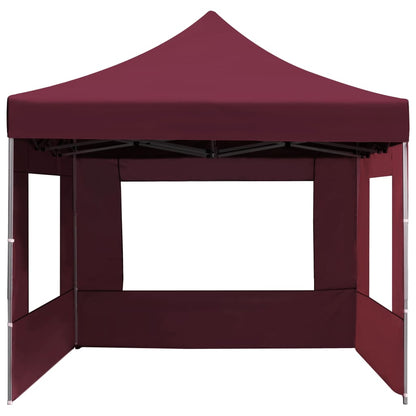 Tente de réception professionnelle pliable avec parois en aluminium 4,5×3m rouge vin