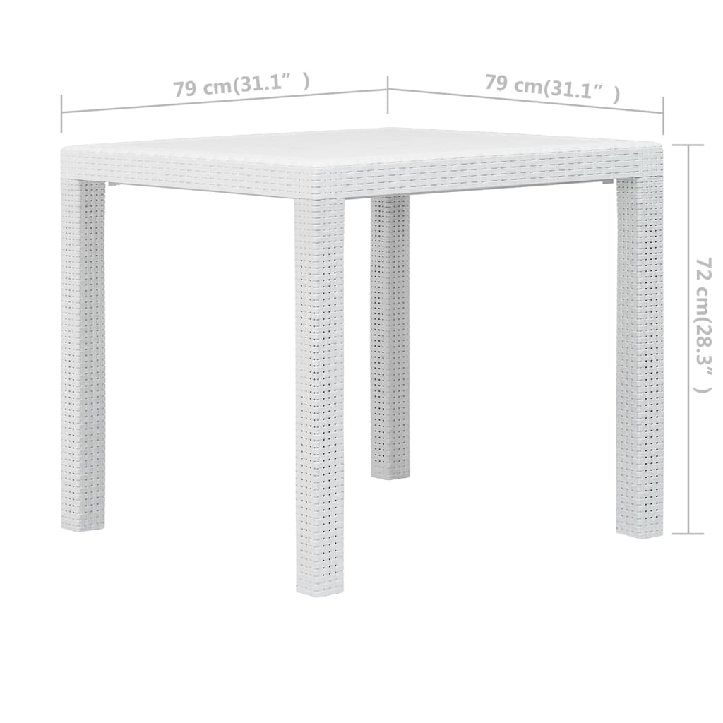 Gartentisch Weiß 79x79x72 cm Kunststoff Rattan-Optik