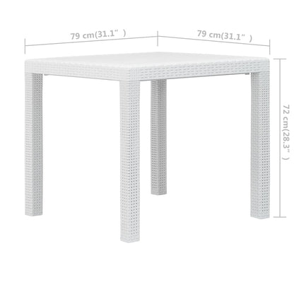 Gartentisch Weiß 79x79x72 cm Kunststoff Rattan-Optik