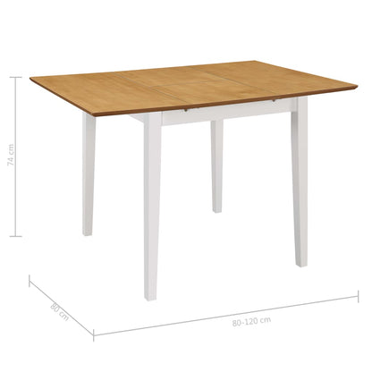 Mesa de comedor extensible MDF blanca (80-120)x80x74 cm