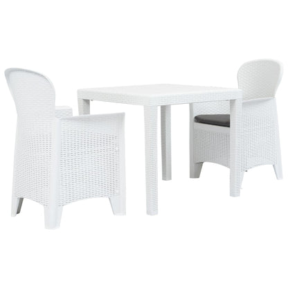 3-tlg. Bistro-Set Kunststoff Weiß Rattan-Optik