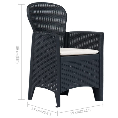 3-tlg. Bistro-Set Kunststoff Anthrazit Rattan-Optik