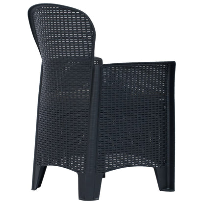 3-tlg. Bistro-Set Kunststoff Anthrazit Rattan-Optik