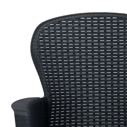 3-tlg. Bistro-Set Kunststoff Anthrazit Rattan-Optik