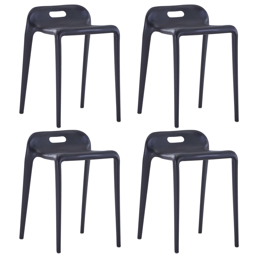 Tabourets empilables 4 pcs. Plastique noir