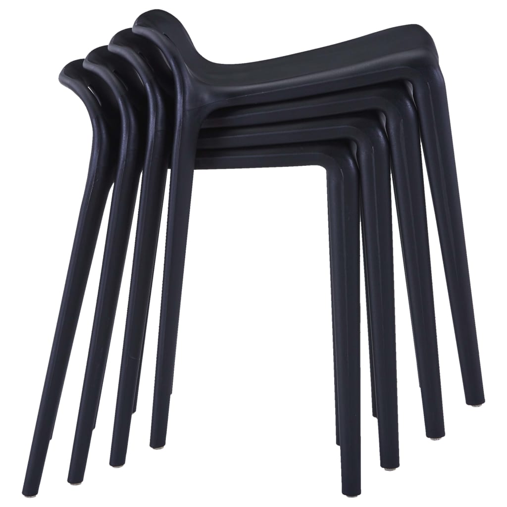 Tabourets empilables 4 pcs. Plastique noir