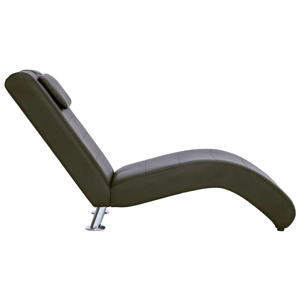 Chaiselongue mit Kissen Braun Kunstleder