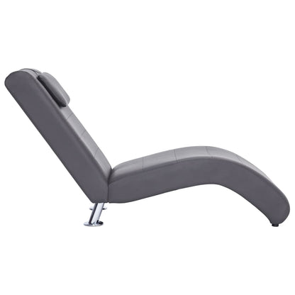 Chaiselongue mit Kissen Grau Kunstleder