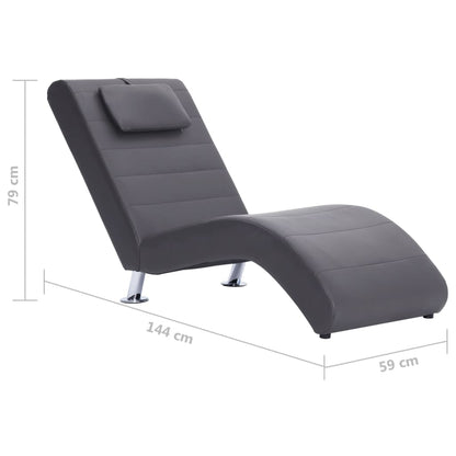 Chaiselongue mit Kissen Grau Kunstleder