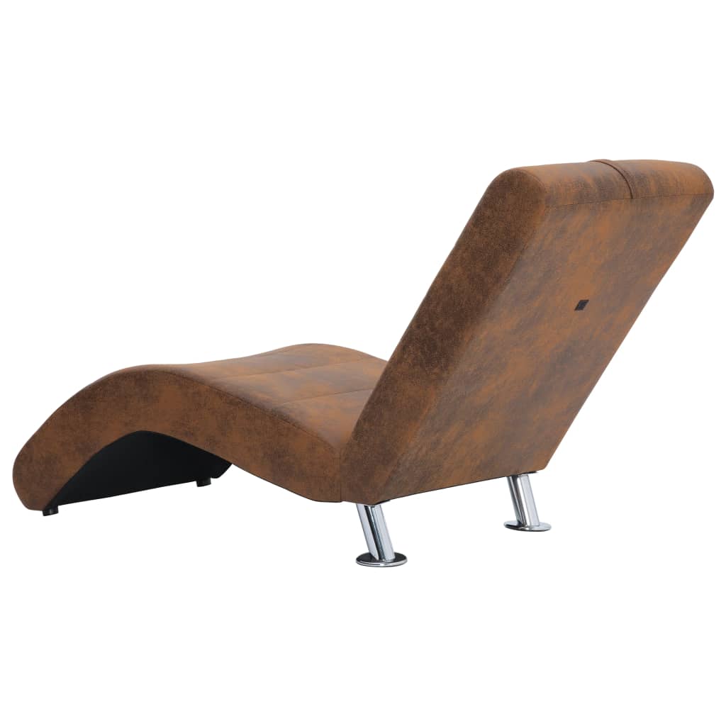 Chaiselongue mit Kissen Braun Wildleder-Optik