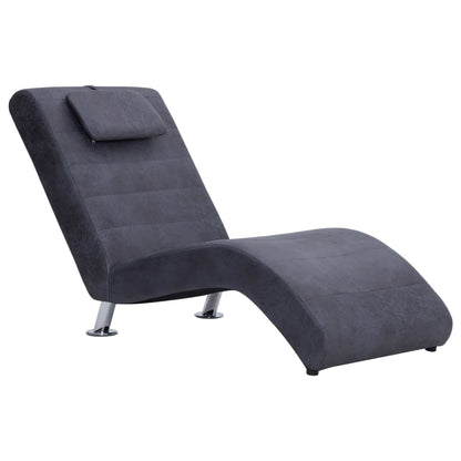 Chaise longue con cojines imitación ante gris