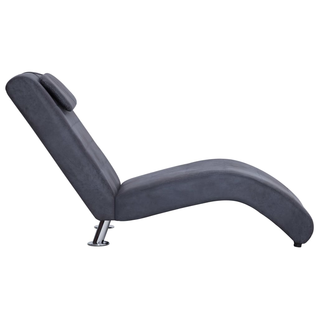 Chaise longue con cojines imitación ante gris