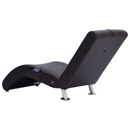 Massage Chaiselongue mit Kissen Braun Kunstleder