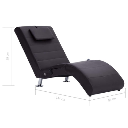 Massage Chaiselongue mit Kissen Braun Kunstleder