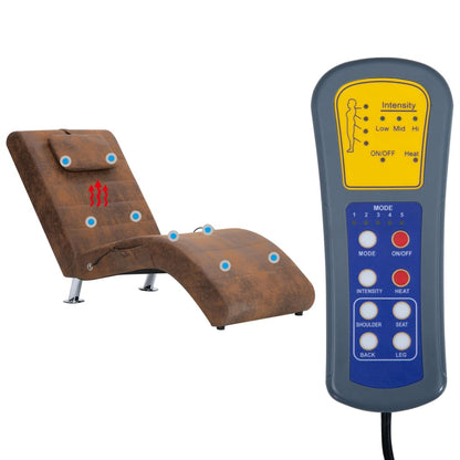 Massage Chaiselongue mit Kissen Braun Wildleder-Optik