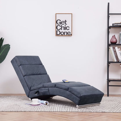 Chaise longue de masaje aspecto ante gris