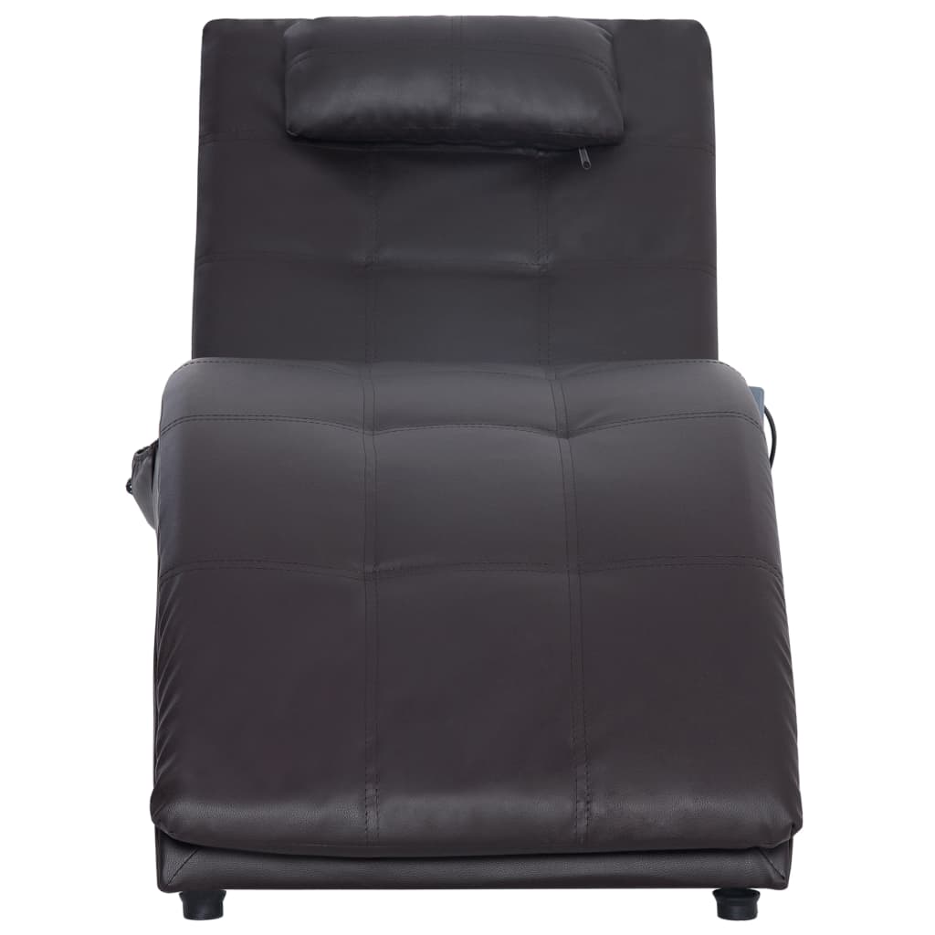 Massage Chaiselongue mit Kissen Braun Kunstleder