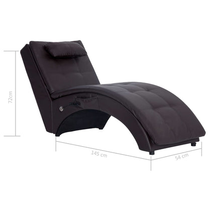 Massage Chaiselongue mit Kissen Braun Kunstleder