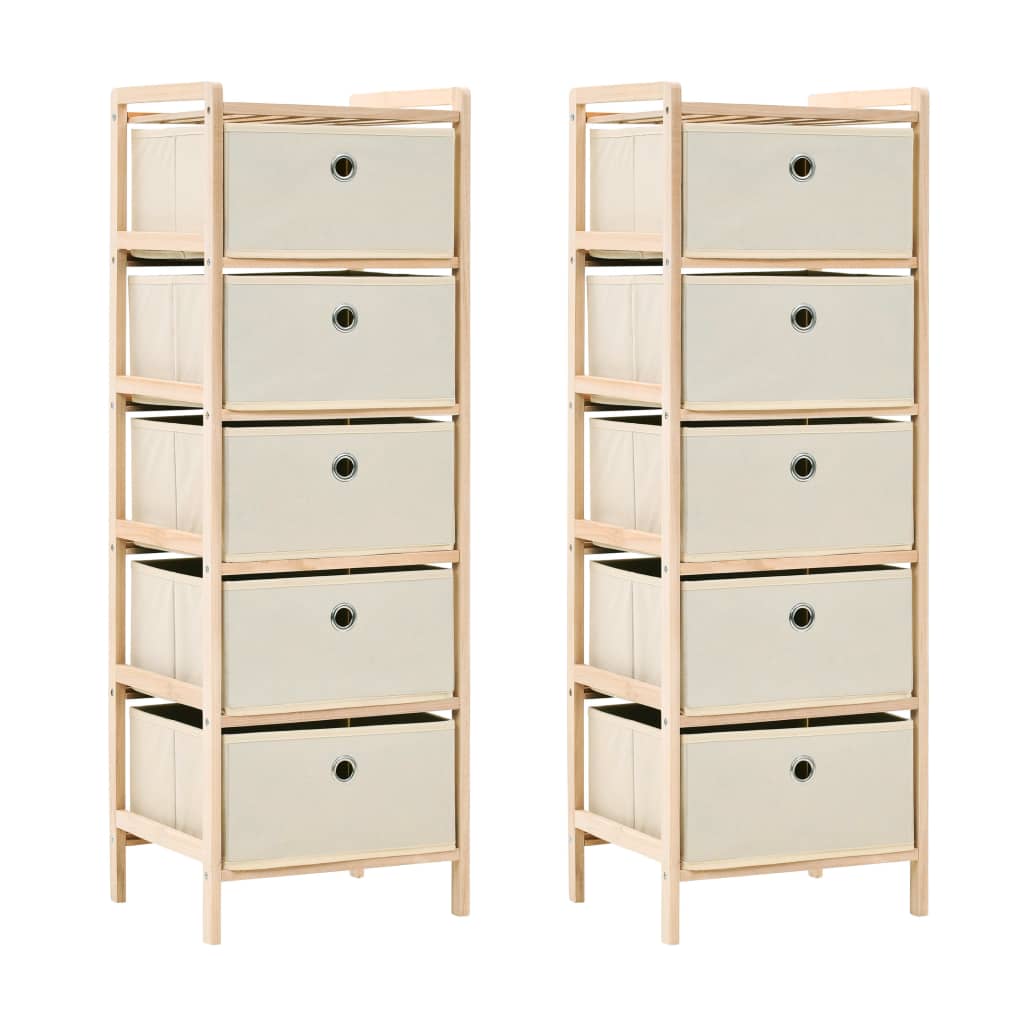 Commode panier 2 pièces avec 5 paniers en tissu bois de cèdre beige