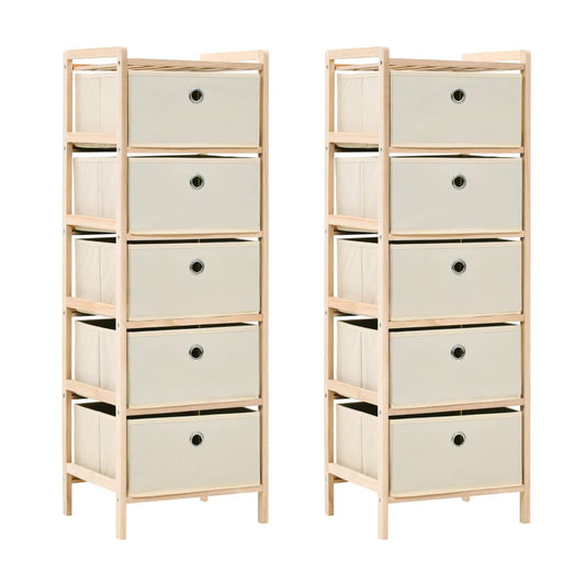 Commode panier 2 pièces avec 5 paniers en tissu bois de cèdre beige